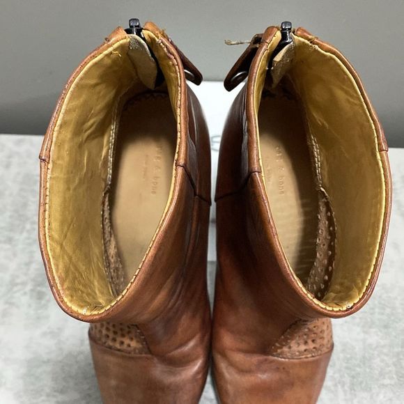 RAG & BONE Brown/Tan Leather Lasercut Accents Ankle Boot/Booties Size 6.5 - Picture 10 of 15